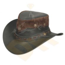 Black Pull Up Leather Hat